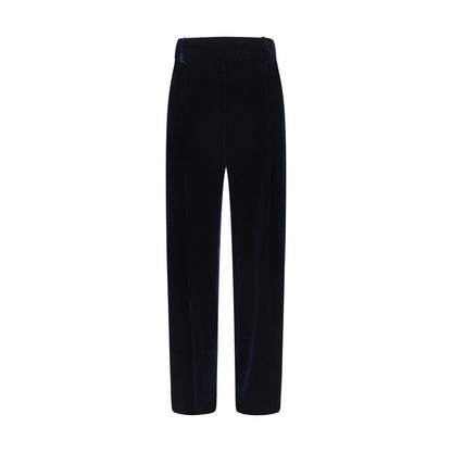 Blue Viscose Casual Pants
