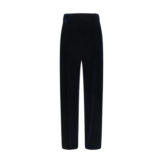 Blue Viscose Casual Pants