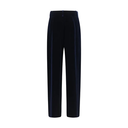 Blue Viscose Casual Pants
