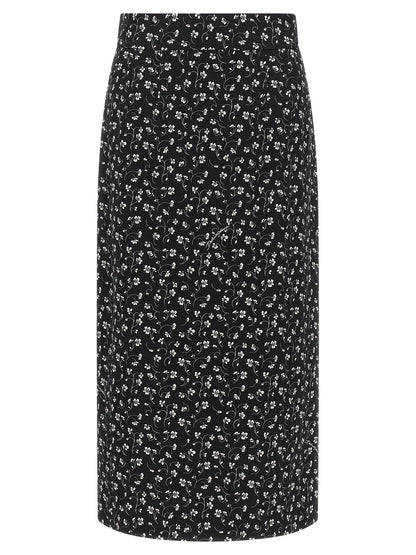 Bicolor Silk Midi Skirt