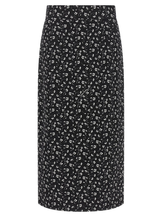 Bicolor Silk Midi Skirt