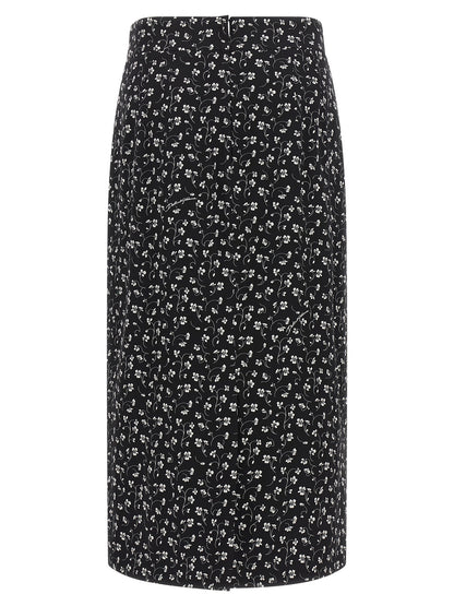 Bicolor Silk Midi Skirt