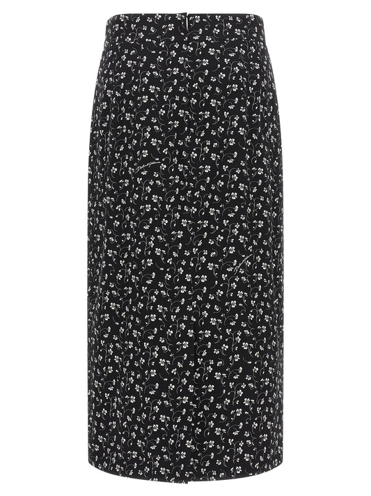 Bicolor Silk Midi Skirt