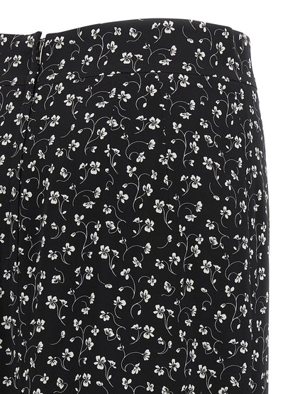 Bicolor Silk Midi Skirt