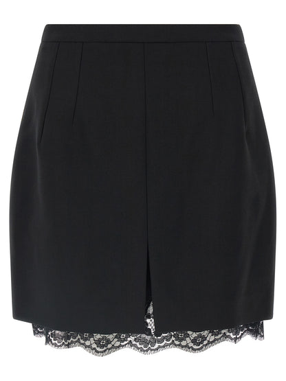 Black Virgin Wool Long Skirt