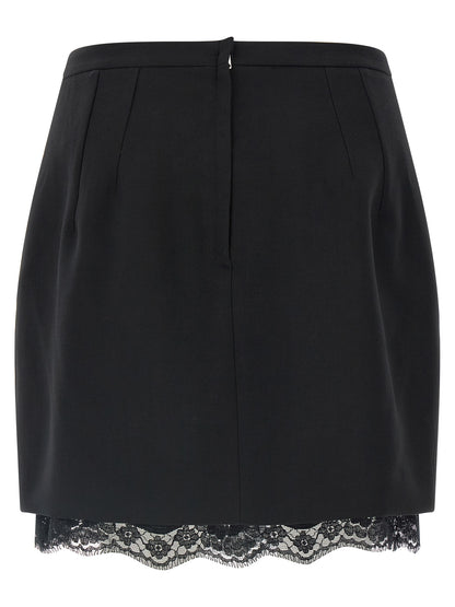 Black Virgin Wool Long Skirt
