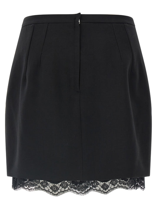 Black Virgin Wool Long Skirt