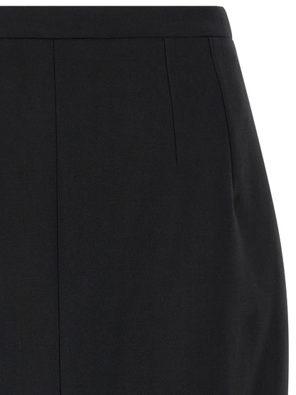 Black Virgin Wool Long Skirt