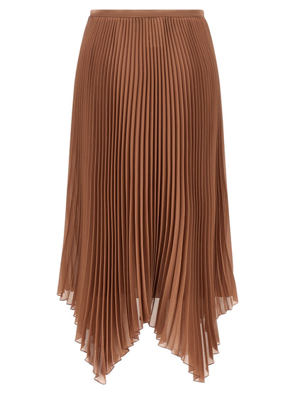 Brown Silk Midi Skirt