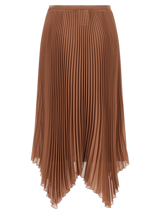 Brown Silk Midi Skirt