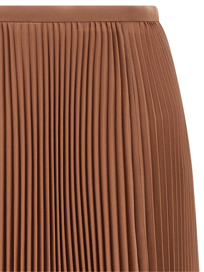 Brown Silk Midi Skirt