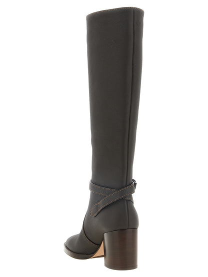 Brown Calfskin Over The Knee