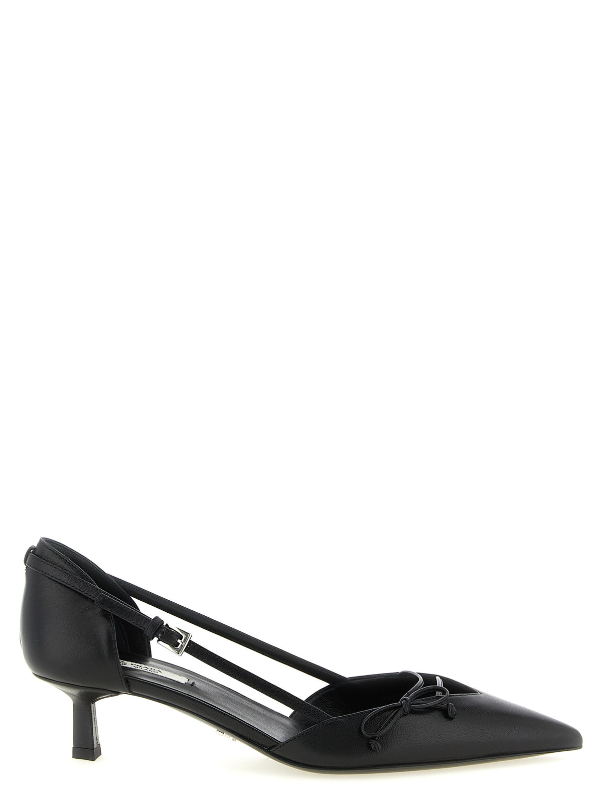 Black Goatskin Mid Heel Pumps