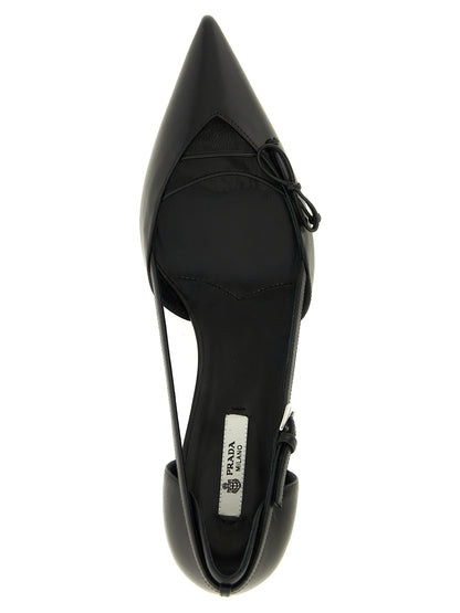 Black Goatskin Mid Heel Pumps