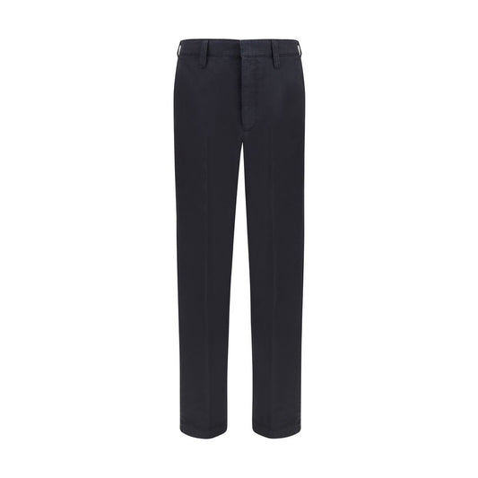 Blue Cotton Casual Pants
