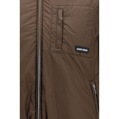 Brown Recycled Polyamide Full-Length Jacket