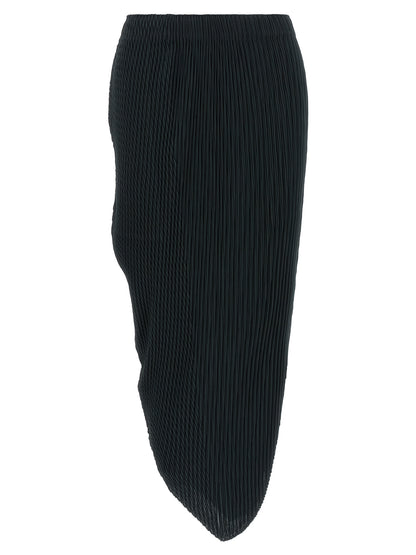 Blue  ‘Leaf Pleats’ Midi Skirt