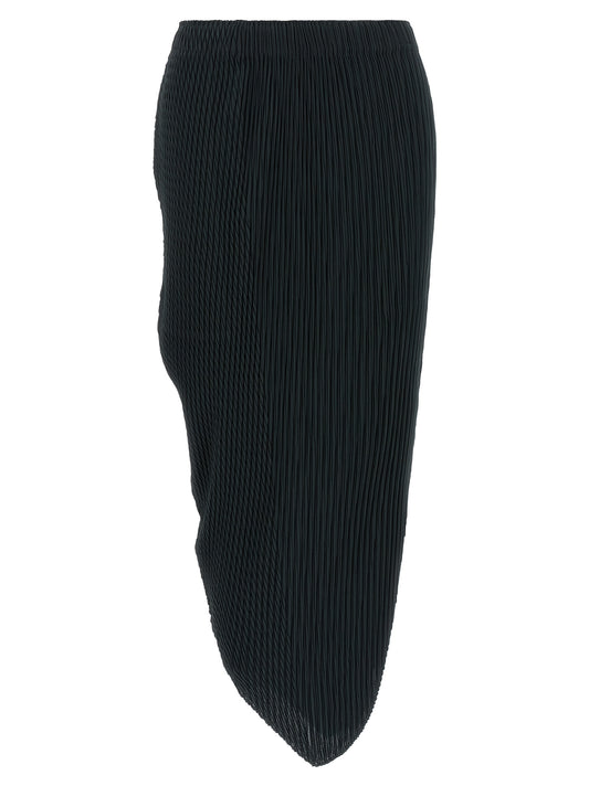 Blue Polyester Midi Skirt