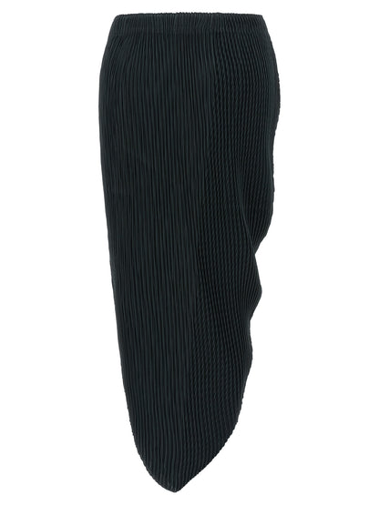 Blue  ‘Leaf Pleats’ Midi Skirt