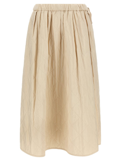 Beige Polyamide Midi Skirt