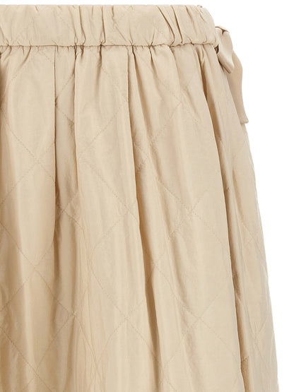 Beige Polyamide Midi Skirt