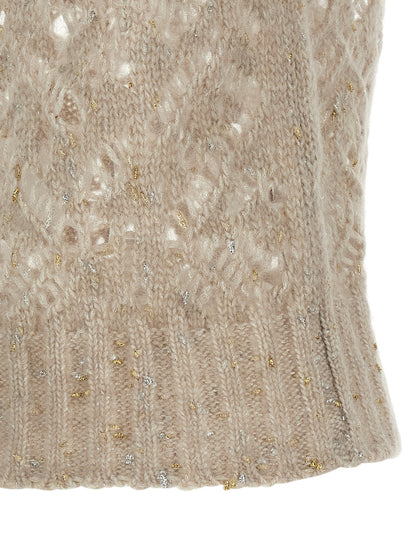 Beige Alpaca Leather Sleeveless Jacket