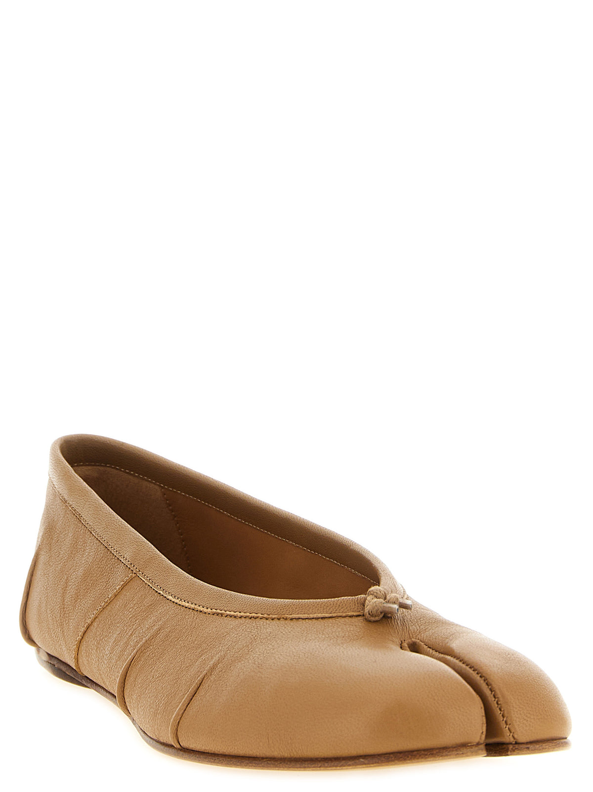 Beige Lamb Leather Ballet Flats