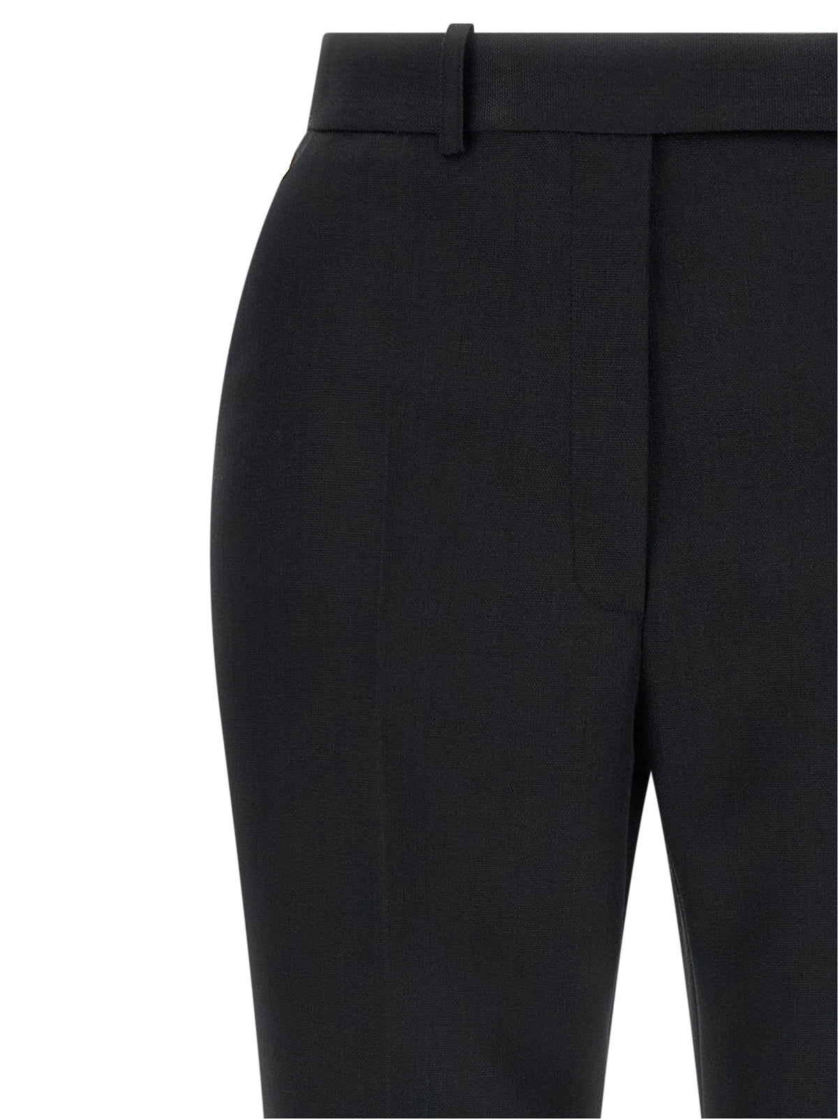 Black Virgin Wool Flared Pants
