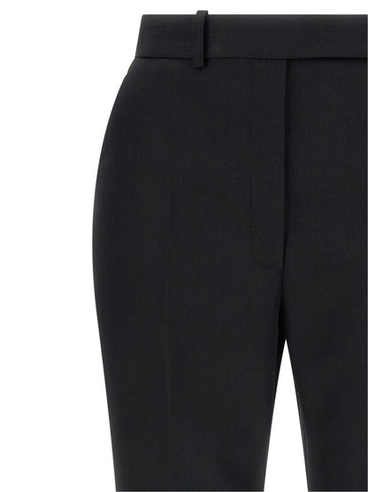 Black Virgin Wool Flared Pants