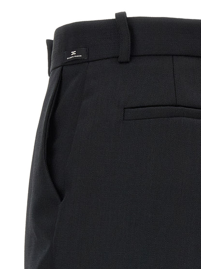 Black Virgin Wool Flared Pants