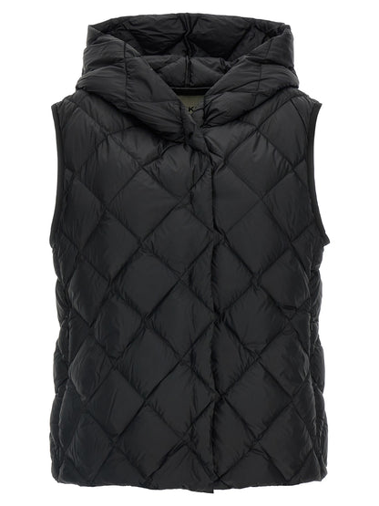 Black Polyester Sleeveless Jacket