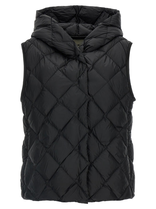 Black Polyester Sleeveless Jacket