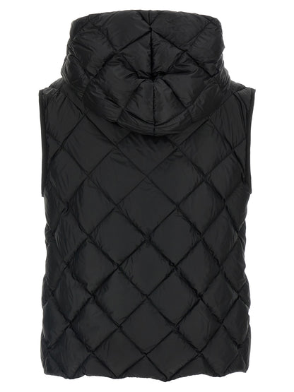 Black Polyester Sleeveless Jacket