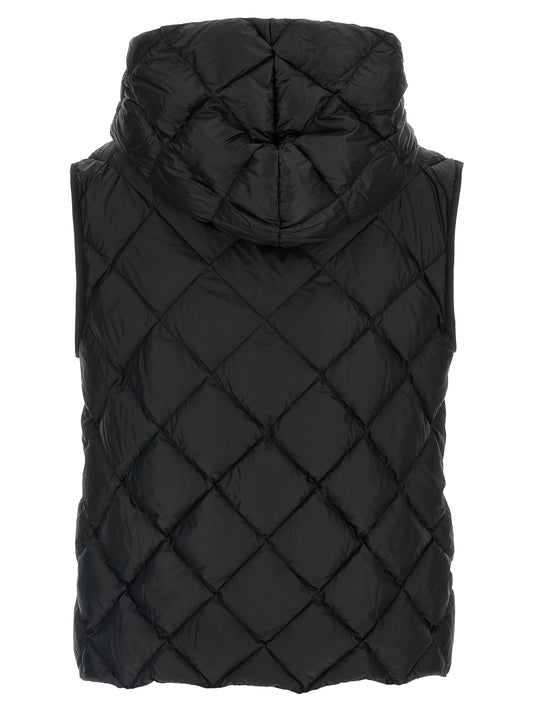 Black Polyester Sleeveless Jacket