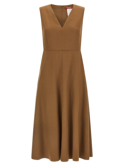 Brown Wool Midi Dress
