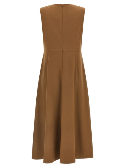 Brown Wool Midi Dress