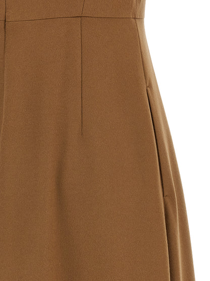 Brown Wool Midi Dress