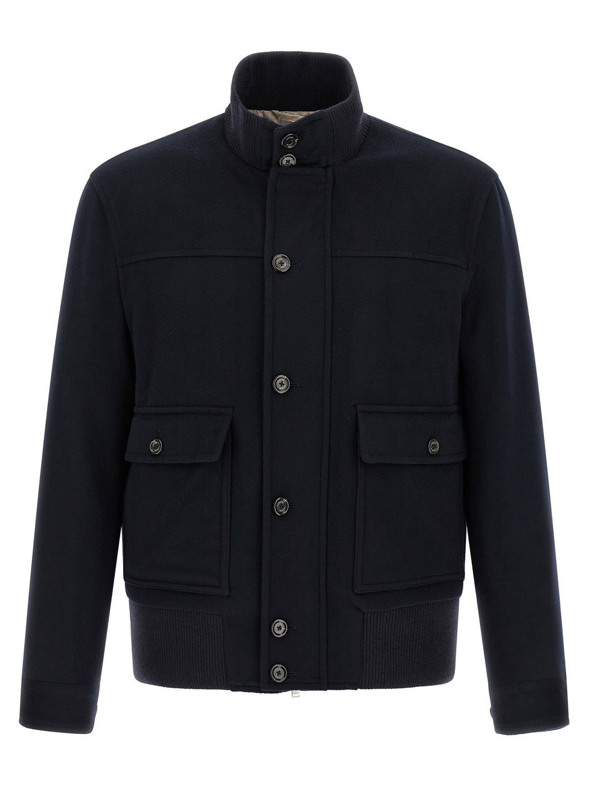 Blue Virgin Wool Full-Length Jacket