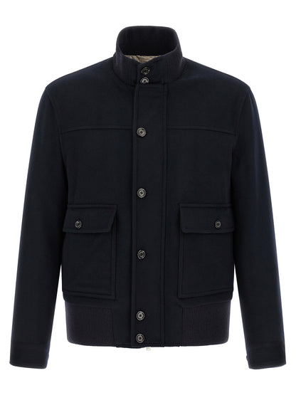Blue Virgin Wool Full-Length Jacket