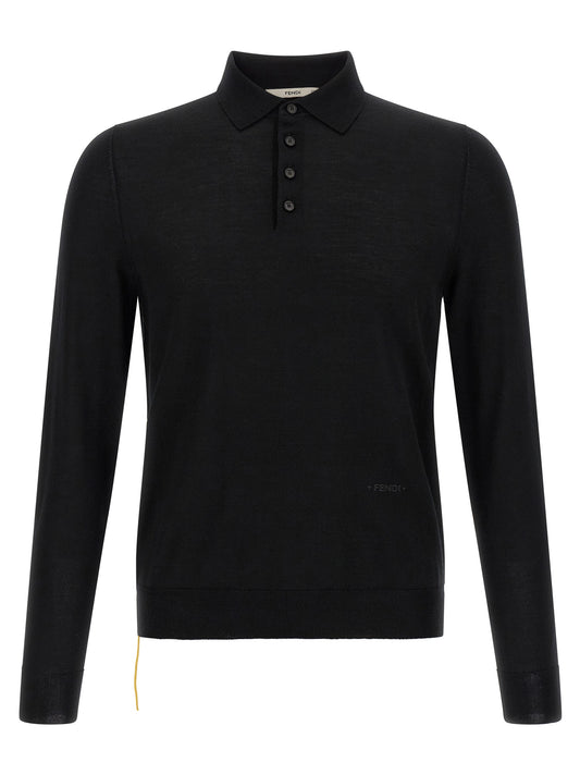 Black Virgin Wool Polo Shirt