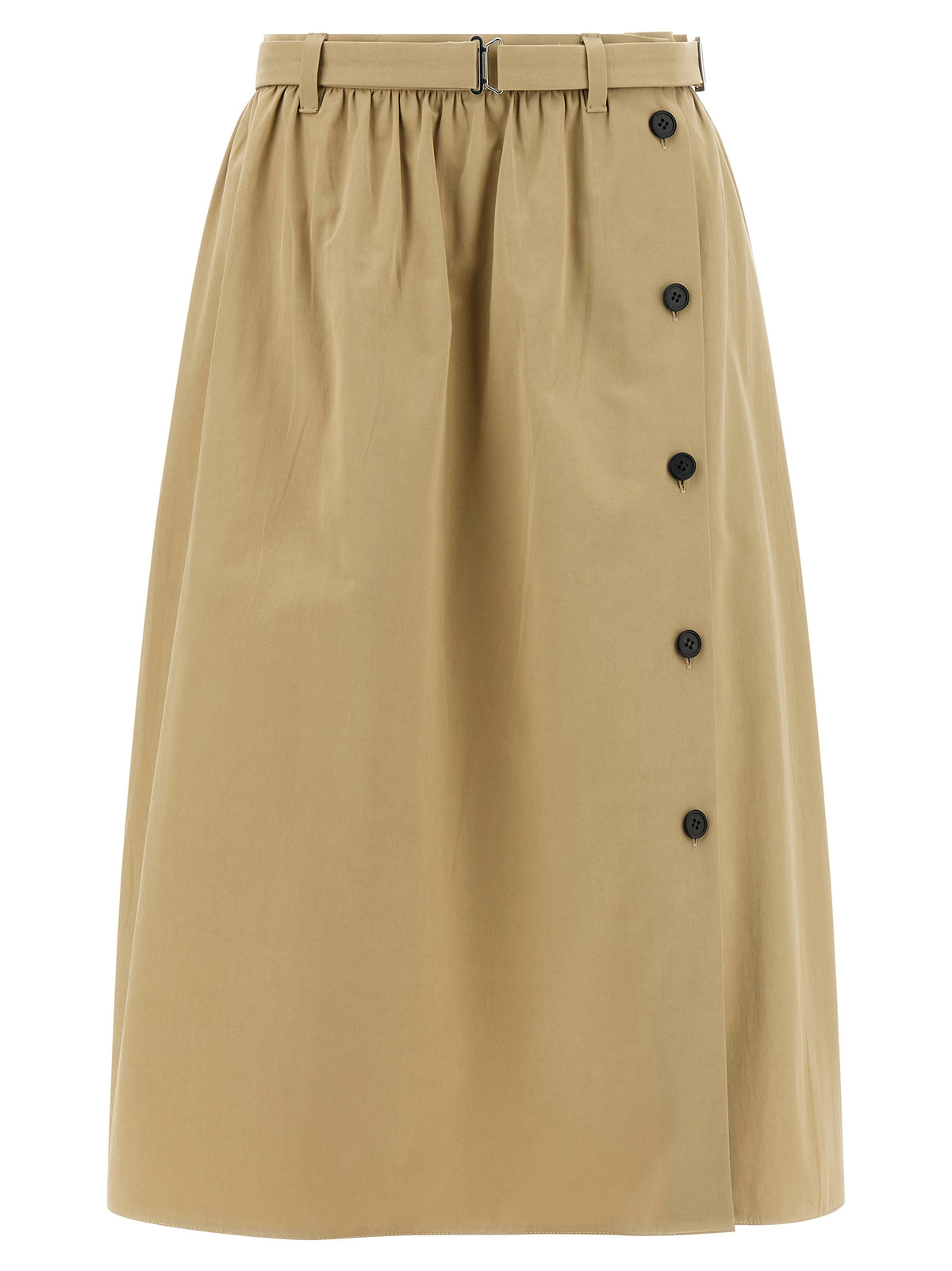 Beige Cotton Midi Skirt