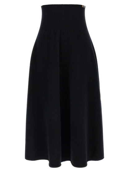 Black Cashmere Midi Skirt