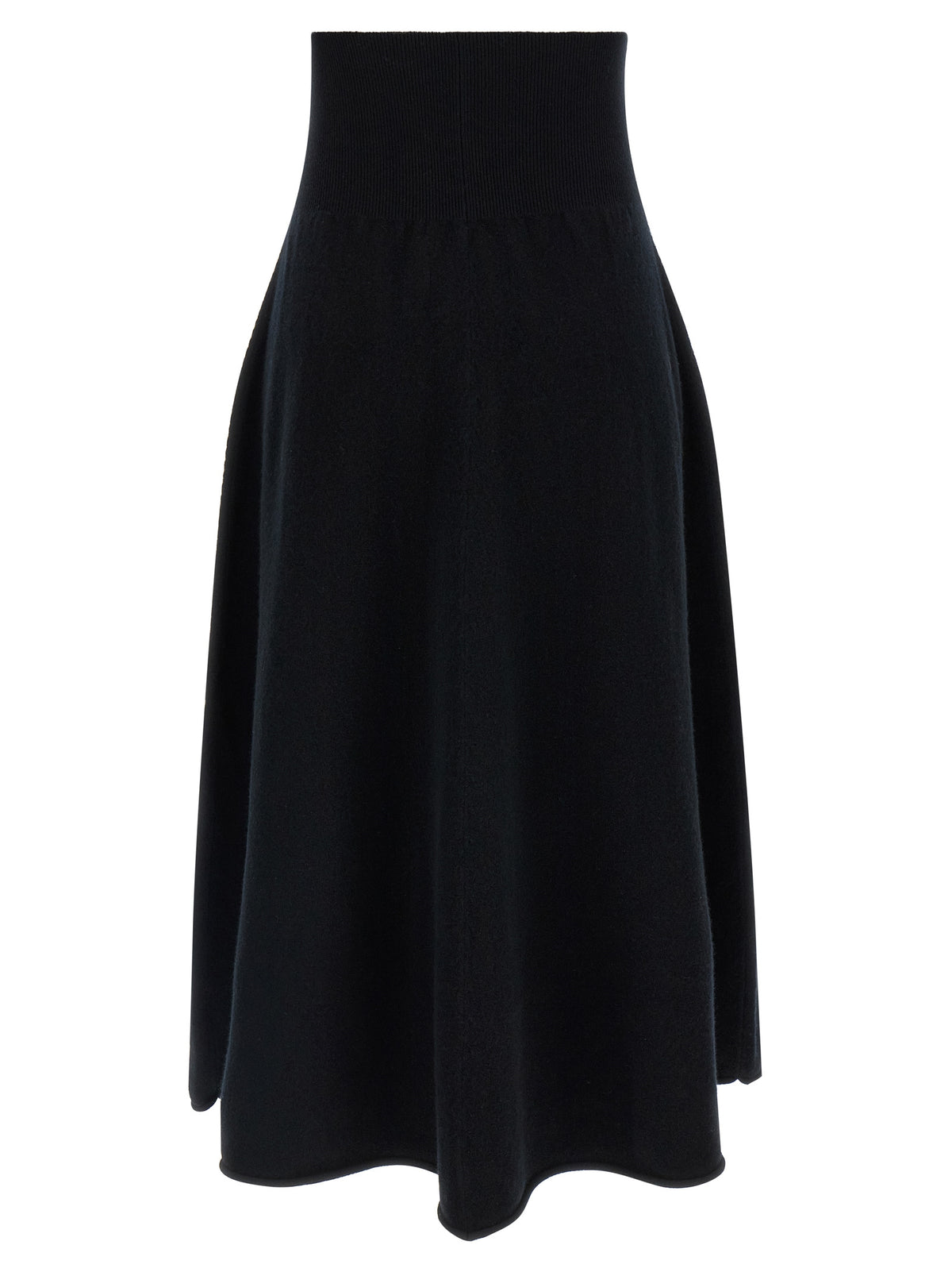 Black Cashmere Midi Skirt