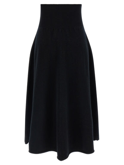 Black Cashmere Midi Skirt