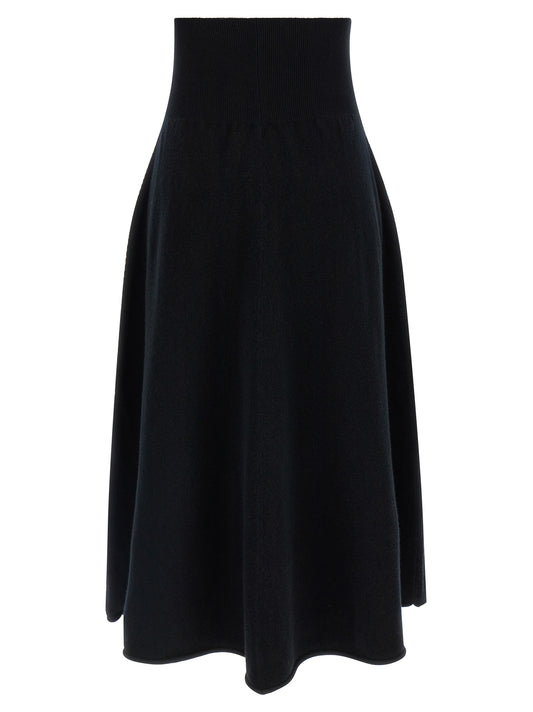Black Cashmere Midi Skirt