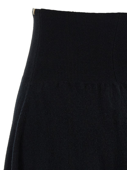 Black Cashmere Midi Skirt