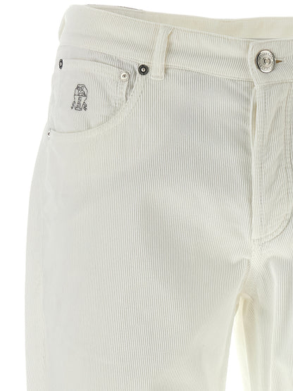 White Cotton Casual Pants