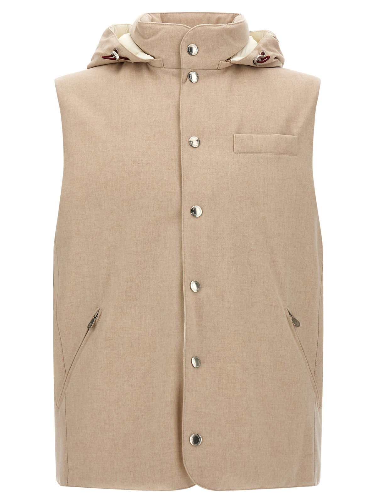 Beige Wool Sleeveless Jacket