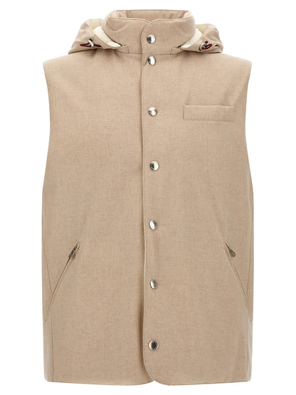 Beige Wool Sleeveless Jacket