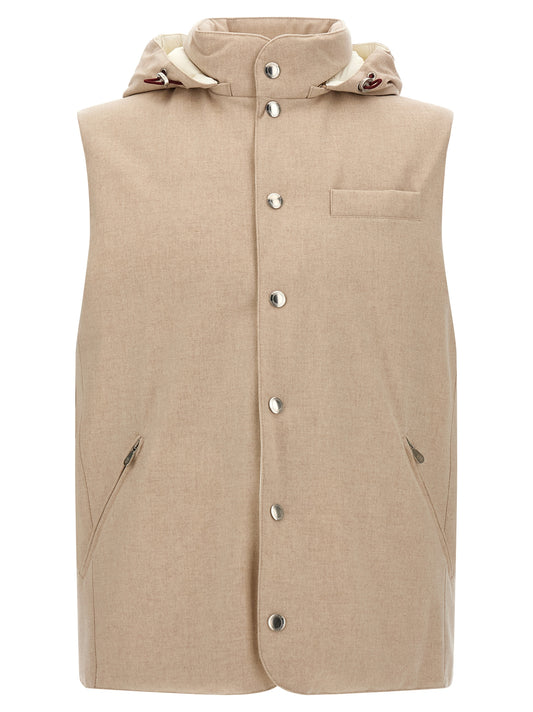 Beige Wool Sleeveless Jacket